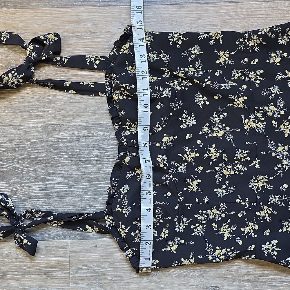 O.P.T Chic Black Floral Midi Dress with Ruffle Hem - Picture 5 of 15
